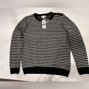 CHARTER CLUB BLACK & WHITE DESIGN SWEATER SIZE PETITE LARGE